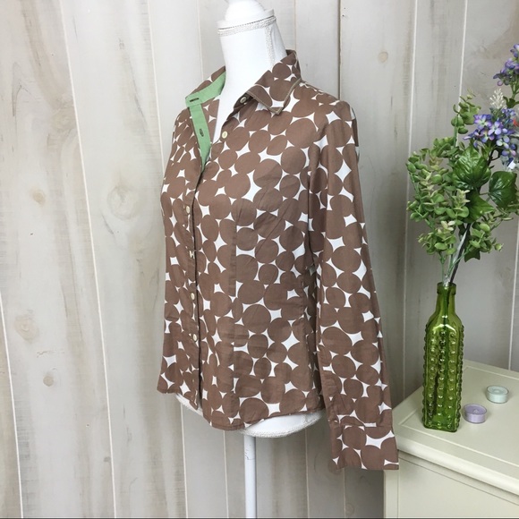 Boden Brown Polkadot Button Down Blouse - Picture 2 of 6